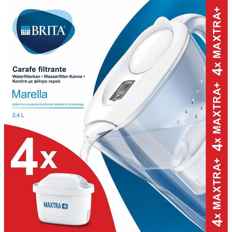 BRITA Waterfilterkan Marella Cool White 2,4 ltr + 4 Maxtra+ Waterfilterpatronen BRITA Waterfilterkan Marella Cool White 2,4 ltr + 4 Maxtra+ Waterfilterpatronen