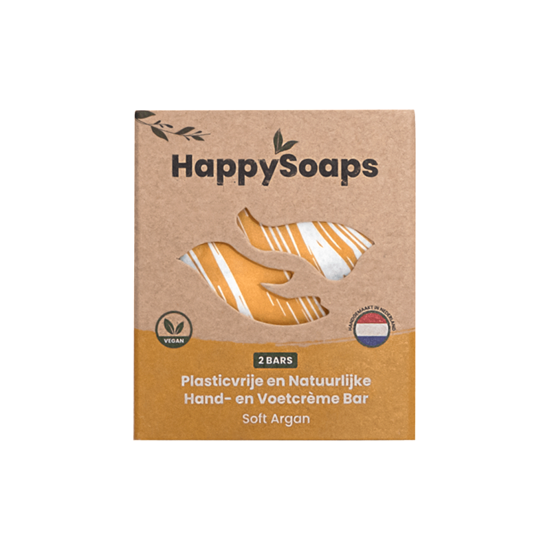 HappySoaps Hand- en Voetcrème Bars Soft Argan 2x20g