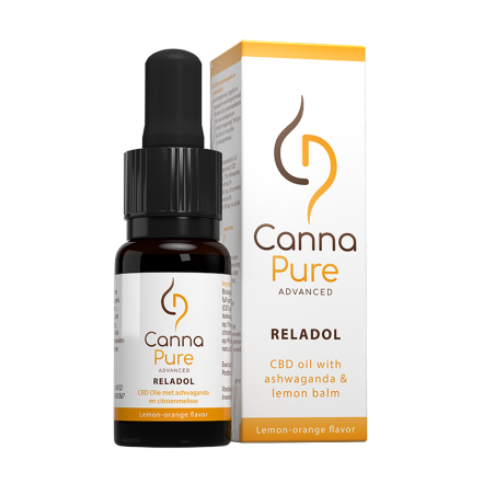 Cannapure Reladol CBD olie 500mg 5% met ashwaganda & lemon balm 10ml