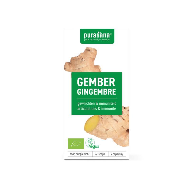 Purasana Biologische Gember 250mg 60 vcaps
