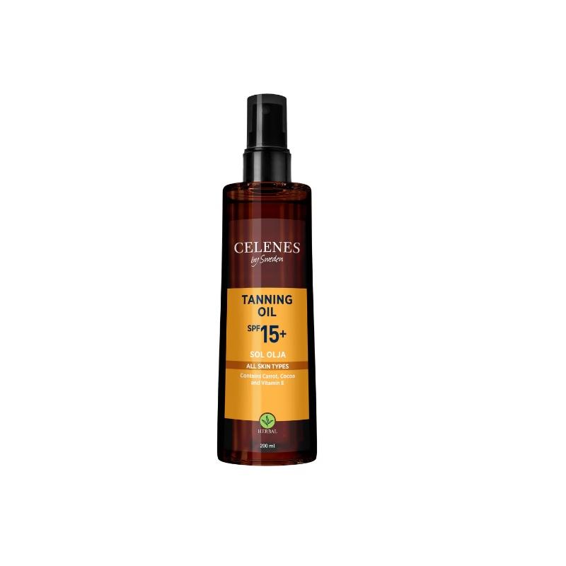 Celenes by Sweden Herbal Tanning Oil SPF15+ voor alle huidtypes 200ml