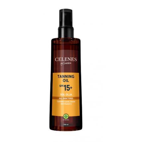 Celenes by Sweden Herbal Tanning Oil SPF15+ voor alle huidtypes 200ml