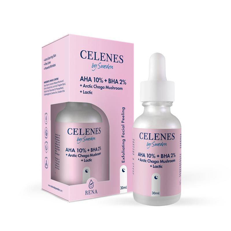 Celenes by Sweden AHA 8% + BHA 2% + Lactic + Arctic Chaga Mushroom Facial Peeling 30ml