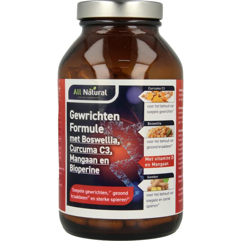 All Natural Gewrichten Formule met Boswellia, Curcuma C3, Mangaan en Bioperine