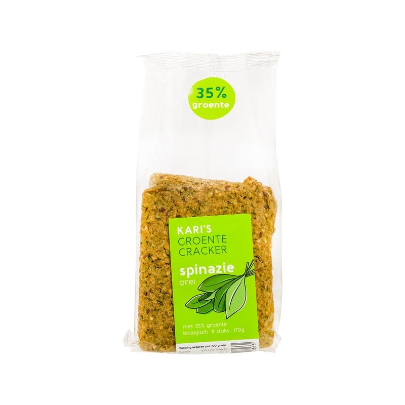 Kari's Crackers Groente Cracker Spinazie (prei) 8 stuks 170g