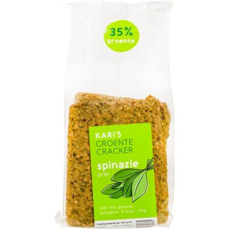Kari's Crackers Groente Cracker Spinazie (prei) 8 stuks 170g