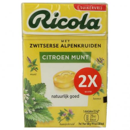 Ricola Citroen Munt suikervrij- Duopak