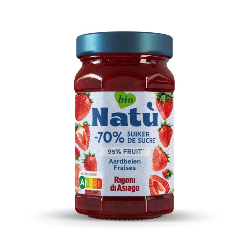 Natu Aardbeienjam bio -70% suiker 240 gram - Rigoni di Asiago