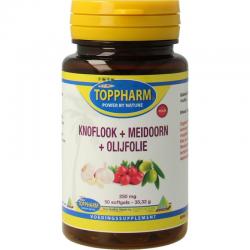 Toppharm knofl+meidoorn+olijfo pu 250mg
