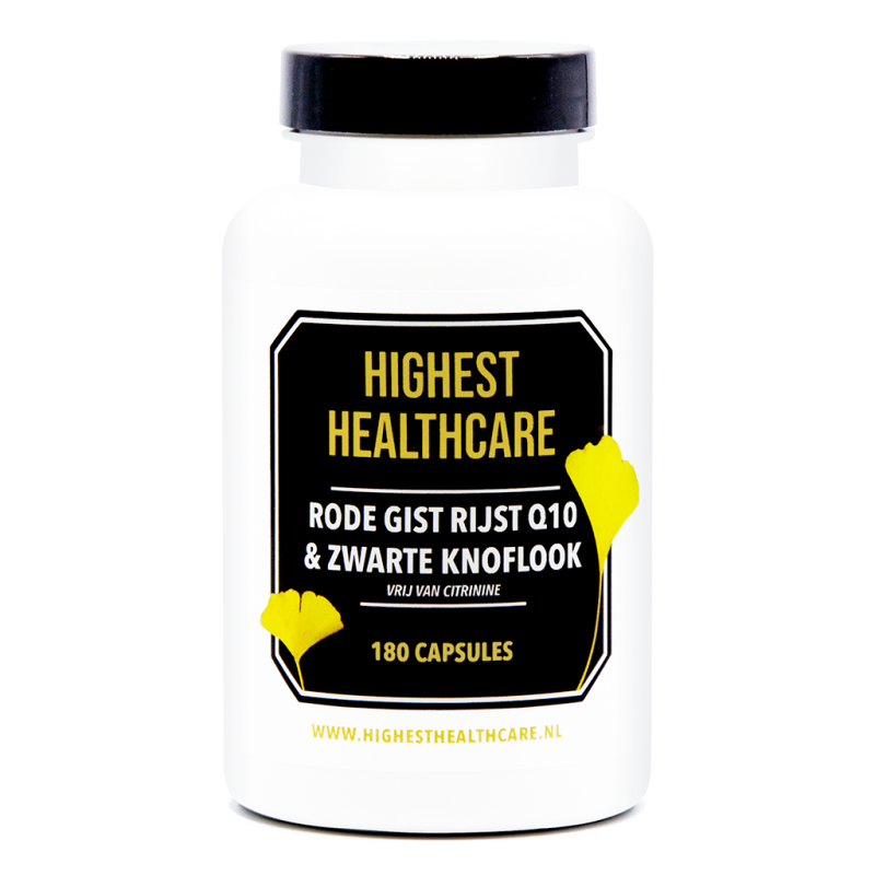 Highest Healthcare Rode Gist Rijst Q10 & Zwarte Knoflook 180cp Highest Healthcare Rode Gist Rijst Q10 & Zwarte Knoflook 180cp