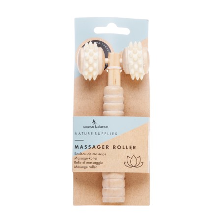 Source Balance Houten Voetmassage met 2 houten wieltjes rubberen pins