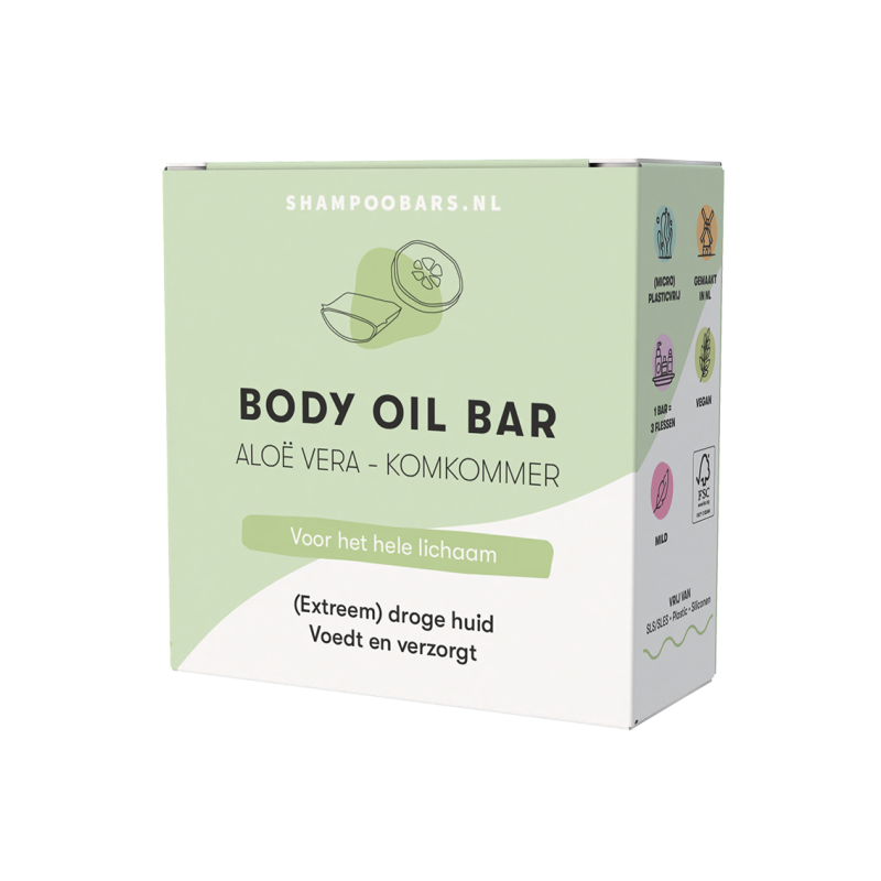 Shampoobars.nl Body Oil Bar Aloe Vera & Komkommer 45 gram