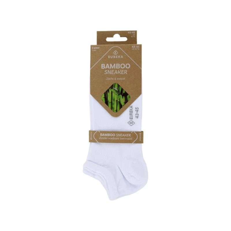 EUREKA Bamboo sneakersok 2 pack wit 43-45