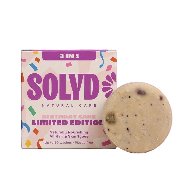 SOLYD 3-in-1 Bar Birthday Cake Limited Edition 40-80 wasbeurten 60 gram