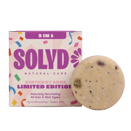 SOLYD 3-in-1 Bar Birthday Cake Limited Edition 40-80 wasbeurten 60 gram