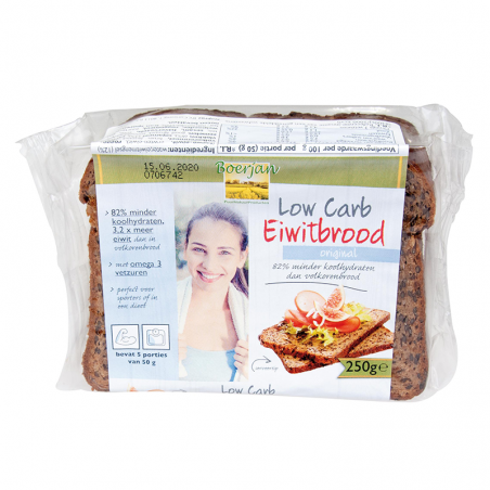 Boerjan Low Crab Eiwitbrood Original 250 gram