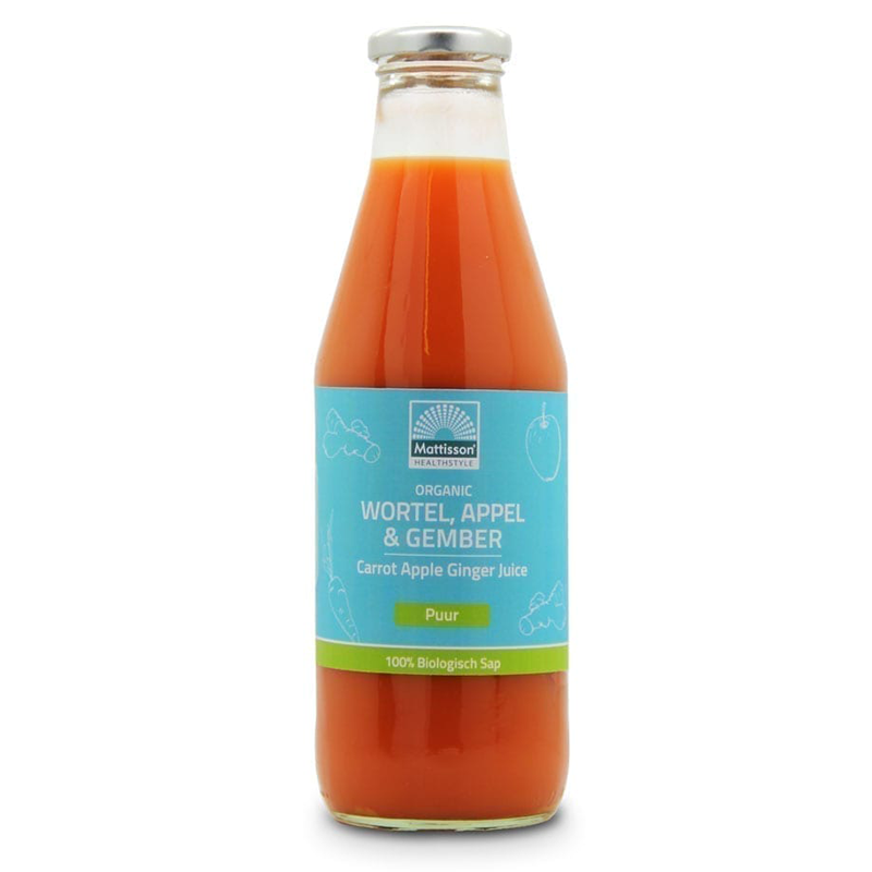 Mattisson Organic Wortel – Appel – Gember Sap – Carrot-Apple-Ginger Juice