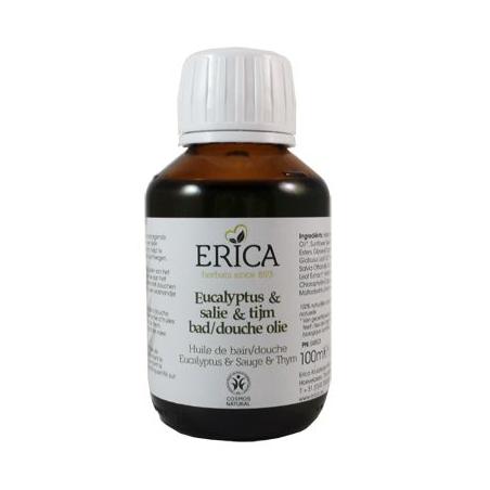 Erica Bad & Douche Olie Eucalyptus Salvia Tijm 100 ml