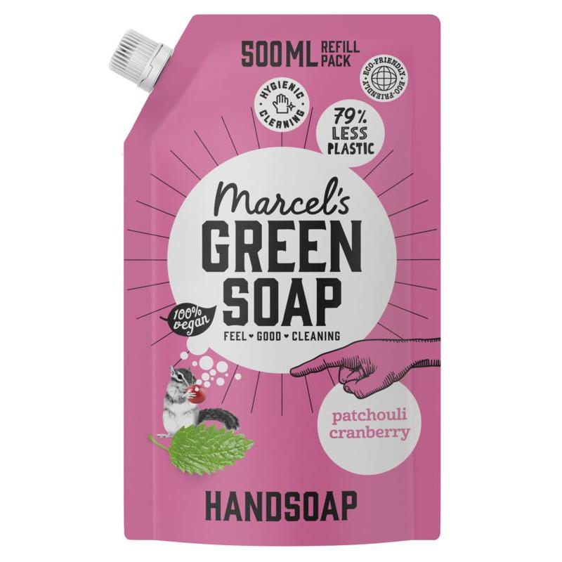 Marcel’s Green Soap Handzeep Patchouli & Cranberry Navulling 500ml vegan